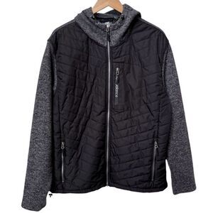 New Balance Men’s Quilted Fleece Black & Gray Zip Up Hooded Jacket. Large.